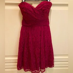 XS New Without Tags Charlotte Russe Dark Red Lace Strapless Minidress